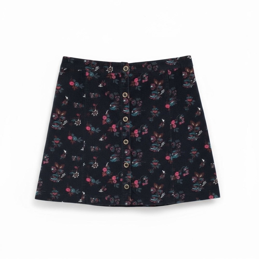 Hollister Co. Floral Print Velvet Button-Front Mini Skirt - Size Small